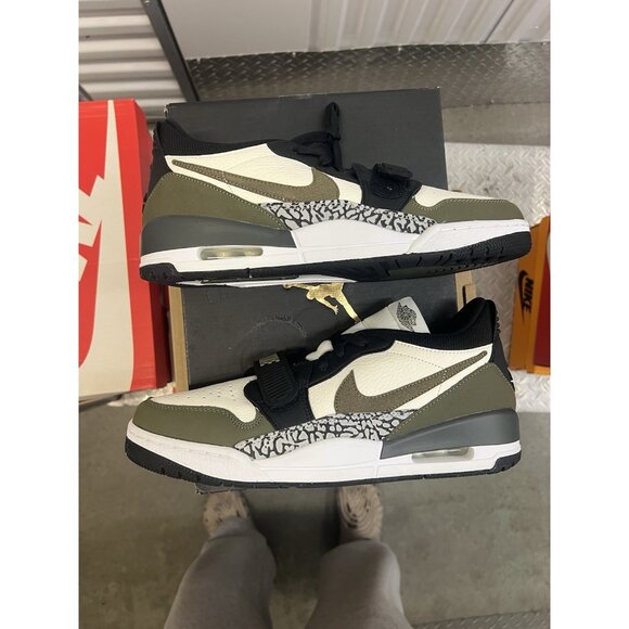 Jordan Legacy 312 Low Sail Black Medium Olive CD7069120 Size US 10.5 New GoodBox - Picture 1 of 9